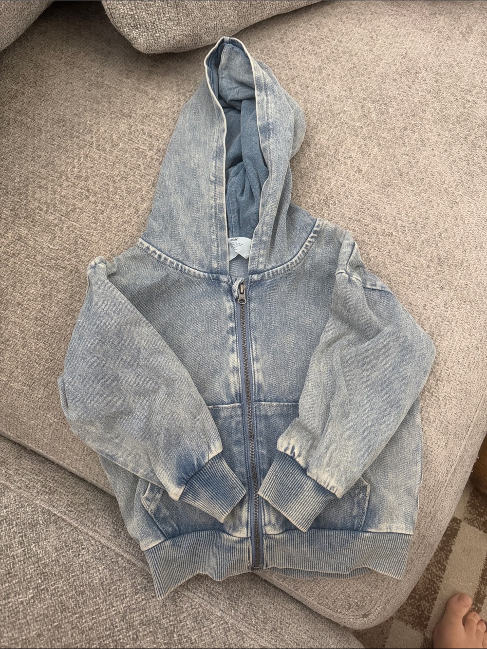 H&M Light Wash Blue Kids Denim Hooded Jacket